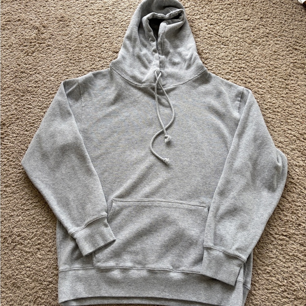 Brandy Melville Waffle Thermal Light Gray Hoodie Small